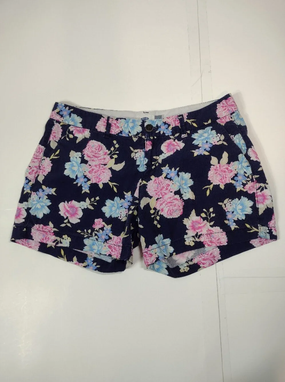 Old Navy Floral Print Navy Women’s Shorts - Pink & Blue Flowers